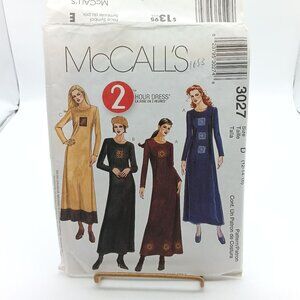 Vintage McCalls 3027 Misses & Miss Petite Dress Sewing Pattern 2000 Long Sleeve